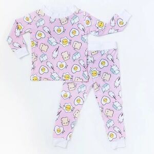 Little Sleepies Pink Breakfast Buddies Two Piece Bamboo Pajamas